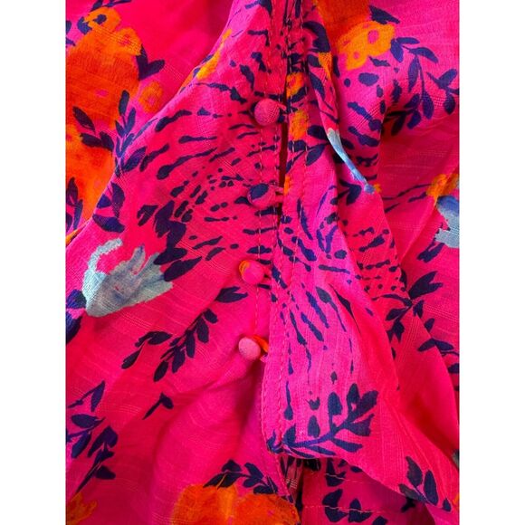 Tanya Taylor Virginia Falling Floral Bright Pink 100% Silk Dress Boho 8 $595 - Picture 11 of 16